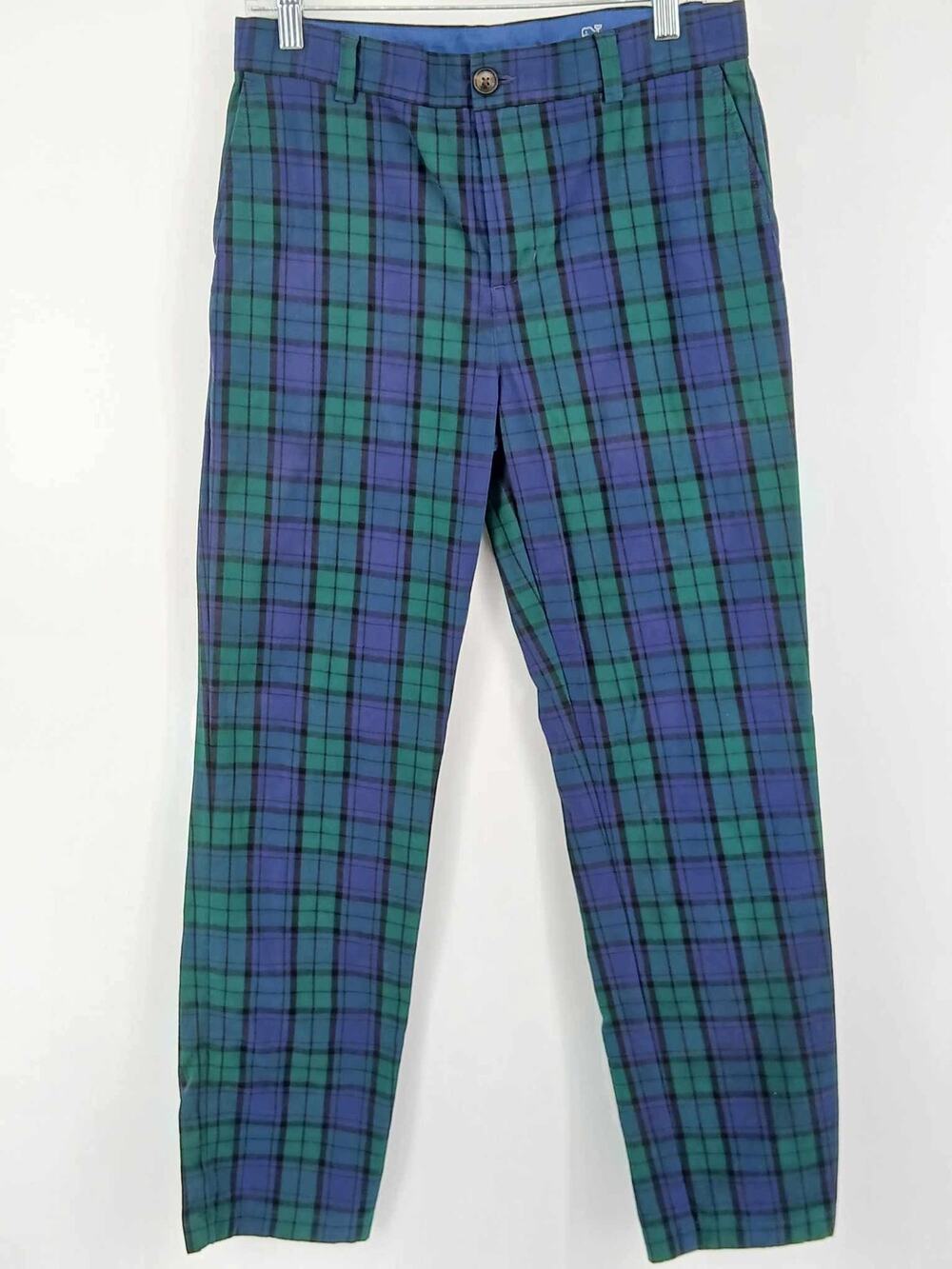 chino pants, Vineyard Vines Breaker Pant, Blue and Green Tartan Plaid youth 18